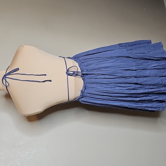 Windsor Medium Free Spirit Halter Backless Blue Ruffled Tiered Sundress - Picture 5 of 10